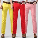 Pánske farebné džínsy strečové rovné džínsy pánska móda Značka bez marki