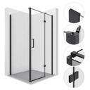 ДУШЕВАЯ КАБИНА ПОДЪЕМНАЯ 100х80 СМ, ЧЕРНАЯ, С ОПОРИНОЙ, СТЕКЛО 6ММ