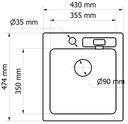 МОДЕРНО ГРАНИТНАЯ МОЙКА МАРТА 20 ЧЕРНАЯ МЕТ 47x43