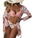 КУПАЛЬНИК БИКИНИ С ЦВЕТАМИ ПАРЕО Бюстгальтер PUSH UP С ВЫСОКОЙ ТАЛИЕЙ L