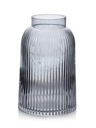 DUŻY SZARY TŁOCZONY WAZON SZKLANY NA KWIATY 23CM