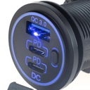 Мотоциклетная розетка 2x USB-C с зарядным устройством USB 54 Вт