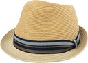COMHATS 94587 Kapelusz słomkowy ze wstążką BEŻOWY r. L 60 cm