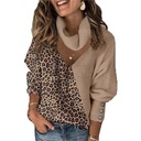 Свитер с леопардовым принтом Лоскутный вырез в винтажном стиле