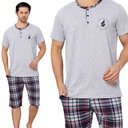 Классическая хлопковая мужская пижама NETi с короткими рукавами, серая