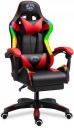 LED-es hátmasszírozó szék GAMER FORGATHATÓ JÁTÉKOS +LÁBTARTÓ! Ülés maximális magassága 52 cm