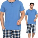 Классическая мужская хлопковая пижама NETi с короткими рукавами, синяя