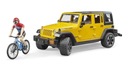 BRUDER Jeep Wrangler Rubicon с велосипедом и фигуркой