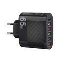 БЛОК ПИТАНИЯ ЗАРЯДНОЕ УСТРОЙСТВО 230 В 65 Вт 6 ПОРТОВ USB USB-C БЫСТРАЯ ЗАРЯДКА QC 3.0 PD