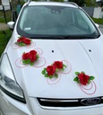 Dekoracja samochodu ozdoby na auto stroiki do ślubu CZERWONA