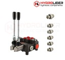 DISTRIBUIDOR HIDRÁULICO 2 SEKCYJNY 50L 2P80 + PRZYLACZA 22/18 HYDROLIDER 