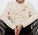 Luksusowy Sweter ze Zdobieniem Siwiec - ZARA M Materiał dominujący akryl