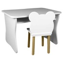 стол с местом для хранения вещей и креслом с плюшевым мишкой