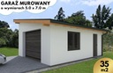 Projekt Garażu 5 x 7m, Murowany, Dach jednospadowy