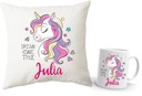 Комплект ПОДУШКА + КРУЖКА-ЕДИНОРОГ + ИМЯ