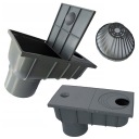 OSADNIK RYNNY ODPŁYW DOLNY FI 110 SZARY STUDZIENKA RURY RYNNY