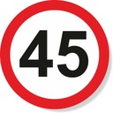 НАКЛЕЙКА ОГРАНИЧЕНИЯ СКОРОСТИ 45 км Диаметр ЗНАКА 20 см