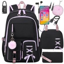 PLECAK SZKOLNY MŁODZIEŻOWY TORNISTER PIÓRNIK LUNCHBOX ŚNIADANIÓWKA S CZARNY