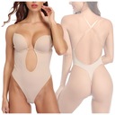 ЖЕНСКИЙ Бюстгальтер без спинки, МОДЕЛИРУЮЩИЕ СТРИНГИ, БОЛЬШОЙ ВЫРЕЗ, БЕЖЕВЫЙ L