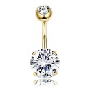ЗОЛОТОЕ КОЛЬЦО ДЛЯ ПУПА С ЦИРКОНИЯМИ, СТАЛЬ 316L 1.6/10