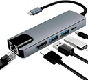 ХАБ USB-C -> HDMI 2xUSB 3.0 PD LAN RJ45 АДАПТЕР MacBook M1 6 в 1 Thunderbolt