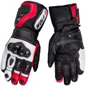 WOLF SKÓRZANE RĘKAWICE MOTOCYKLOWE DŁUGI MANKIET RAIDEN BLK WHT RED 2XL
