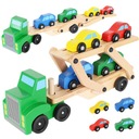 Деревянный складной эвакуатор, набор грузовиков + 4 машинки, игрушечные машинки