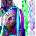 Синтетические волосы для косичек, СВЕТЯЩИЕСЯ ЦВЕТНЫЕ, для детских кос.