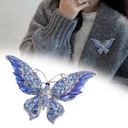 Broszka z motylem z kryształkami dla kobiet Wykwintny kryształowy skrzydlaty niebieski Materiał akryl