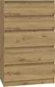 КОМОД, ШКАФ, КНИЖНЫЙ ШКАФ, 5 ЯЩИКОВ, M5, ДУБ АРТИЗАН