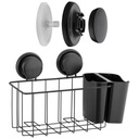 НАСТЕННАЯ ПОЛКА ДЛЯ ВАННОЙ ПОДВЕСНАЯ КОРЗИНА, МАТОВЫЙ ЧЕРНЫЙ