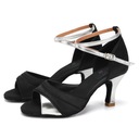 BUTY DO TAŃCA TOWARZYSKIEGO TANECZNE 7cm SREBRNE