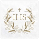 Салфетки бумажные IHS HOLY COMMUNION, белые, золотой принт, 12 шт.