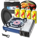 ТУРИСТИЧЕСКАЯ ГАЗОВАЯ ПЛИТА керамика ТИРОСС ТС-266 с ГРИЛЕМ + 4х КАРТРИДЖА