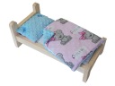 ДЕРЕВЯННАЯ КУКОЛЬНАЯ КРОВАТЬ. КРОВАТЬ + МИНКИ-ПОСТЕЛЬНОЕ