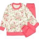 PIŻAMA dziecięca piżamka w kwiaty dla dziewczynki DŁUGI RĘKAW różyczki 104