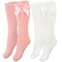 2 пары ДЕТСКИХ хлопчатобумажных гольфов в рубчик с бантиками 31-34