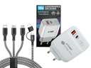 ZASILACZ SIECIOWY DO TELEFONU 20W 2 PORTY USB-C USB Z MOCNYM KABLEM 3W1