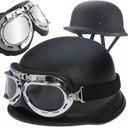 МОТОЦИКЛЬНЫЙ ШЛЕМ ОРЕХОВЫЙ ШЛЕМ РЕТРО ОЧКИ ЧОППЕР НЕМЕЦКИЕ МАТОВЫЕ ЧЕРНЫЕ РАЗМЕР L