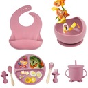 NACZYNIA KARMIENIA SILIKONOWE DLA DZIECI TALERZYK Z PRZYSSAWKĄ ZESTAW 8SZT