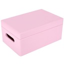 Розовый деревянный ящик с ручками 30х20х14 см.