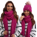 КОМПЛЕКТ ЖЕНСКИЙ, ШАПКА, ТЁПЛЫЙ ШАРФ НА ЗИМУ, МАЛИНОВЫЙ