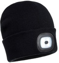 Зимняя шапка с фонариком, светодиодный налобный фонарь, зарядка через USB, теплый черный цвет