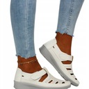 ЛЕТНИЕ ЖЕНСКИЕ ТУФЛИ НА ЛИПУЧКЕ, АЖУРНАЯ КОЖА