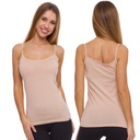 TOP DAMSKI NA RAMIĄCZKACH KOSZULKA KLASYCZNY GŁADKI BEŻOWY BAWEŁNA MORAJ L