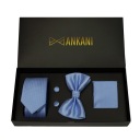 МУЖСКОЙ ГАЛСТУК-БАБОЧКА + КАРМАН ДЛЯ ГАЛСТУКОВ Квадратные Запонки синий синий