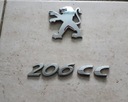 EMBLEMA PEUGEOT 206 CC LOGOTIPO INSCRIPCIÓN DE TAPA 