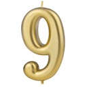 СВЕЧА ДНЯ РОЖДЕНИЯ НОМЕР 9 ДЕВЯТЬ ЗОЛОТАЯ 10см