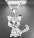 Детское ожерелье с котенком, серебристо-белыми кристаллами, милое и красивое