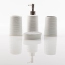 Kúpeľňová zostava biela keramika x 4 ks ZELLER Komponenty súpravy dávkovač mydla kúpeľňový hrnček pohár na zubné kefky mydelnička